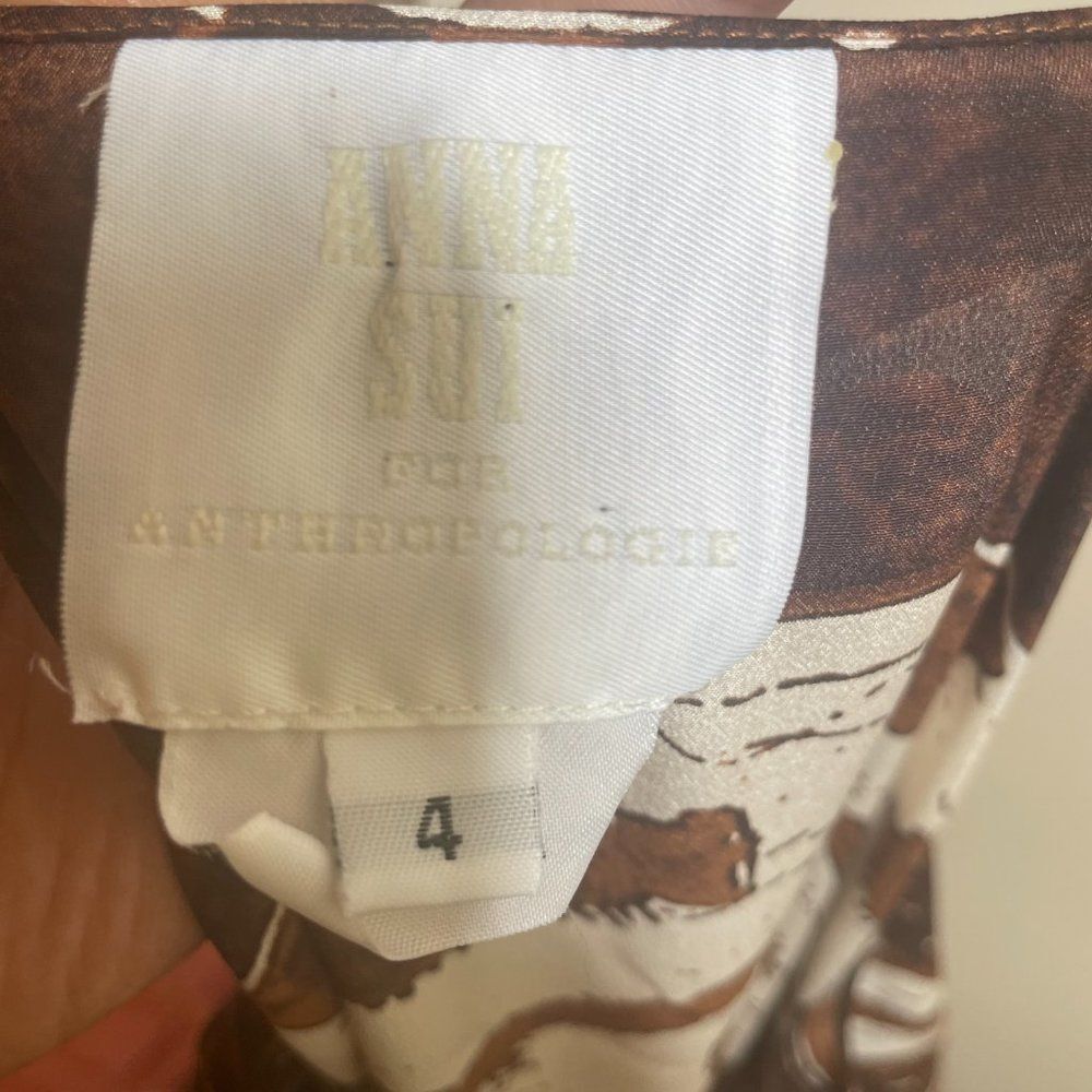 Anna Sui for Anthropologie Fish Print Silk Dress 4 - Picture 8 of 9